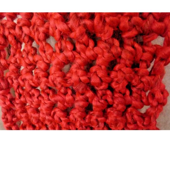 Bright Red Scarf 88 x 5 Extra Long Handmade Crochet Hand Knit Men Women NWT - Picture 4 of 11